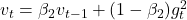 v_t = \beta_2 v_{t-1} + (1-\beta_2)g_t^2