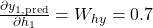 \frac{\partial y_{1, \text{pred}}}{\partial h_1} = W_{hy} = 0.7