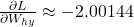 \frac{\partial L}{\partial W_{hy}} \approx -2.00144