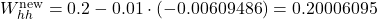 W_{hh}^{\text{new}} = 0.2 - 0.01 \cdot (-0.00609486) = 0.20006095