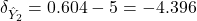  \delta_{\hat{Y}_2} = 0.604 - 5 = -4.396 