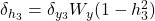 \delta_{h_3} = \delta_{y_3} W_y (1 - h_3^2)