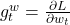 g_t^w = \frac{\partial L}{\partial w_t}