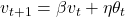 v_{t+1} = \beta v_t + \eta \theta_t