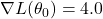 \nabla L(\theta_0) = 4.0