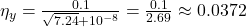  \eta_y = \frac{0.1}{\sqrt{7.24} + 10^{-8}} = \frac{0.1}{2.69} \approx 0.0372 