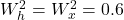  W_h^2 = W_x^2 = 0.6 