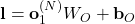 \mathbf{l} = \mathbf{o}_1^{(N)} W_O + \mathbf{b}_O