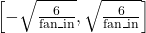 \left[-\sqrt{\frac{6}{\text{fan\_in}}}, \sqrt{\frac{6}{\text{fan\_in}}}\right]