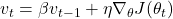 v_t = \beta v_{t-1} + \eta \nabla_\theta J(\theta_t)