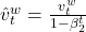 \hat{v}_t^w = \frac{v_t^w}{1 - \beta_2^t}