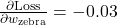 \frac{\partial \text{Loss}}{\partial w_{\text{zebra}}} = -0.03