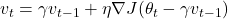 v_t = \gamma v_{t-1} + \eta \nabla J(\theta_t - \gamma v_{t-1})