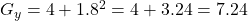  G_y = 4 + 1.8^2 = 4 + 3.24 = 7.24 