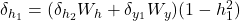 \delta_{h_1} = (\delta_{h_2} W_h + \delta_{y_1} W_y)(1 - h_1^2)