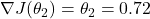 \nabla J(\theta_2) = \theta_2 = 0.72