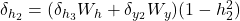 \delta_{h_2} = (\delta_{h_3} W_h + \delta_{y_2} W_y)(1 - h_2^2)