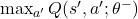 \max_{a'} Q(s', a'; \theta^-)