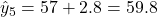 \hat{y}_5 = 57 + 2.8 = 59.8