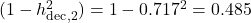  (1 - h_{\text{dec},2}^2) = 1 - 0.717^2 = 0.485 