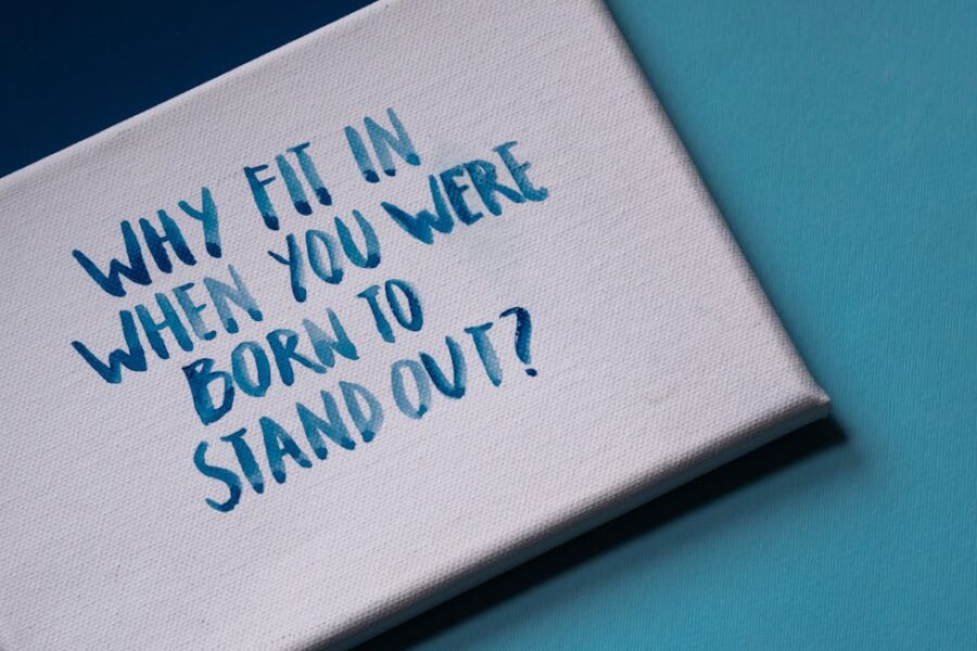 blue text on white paper